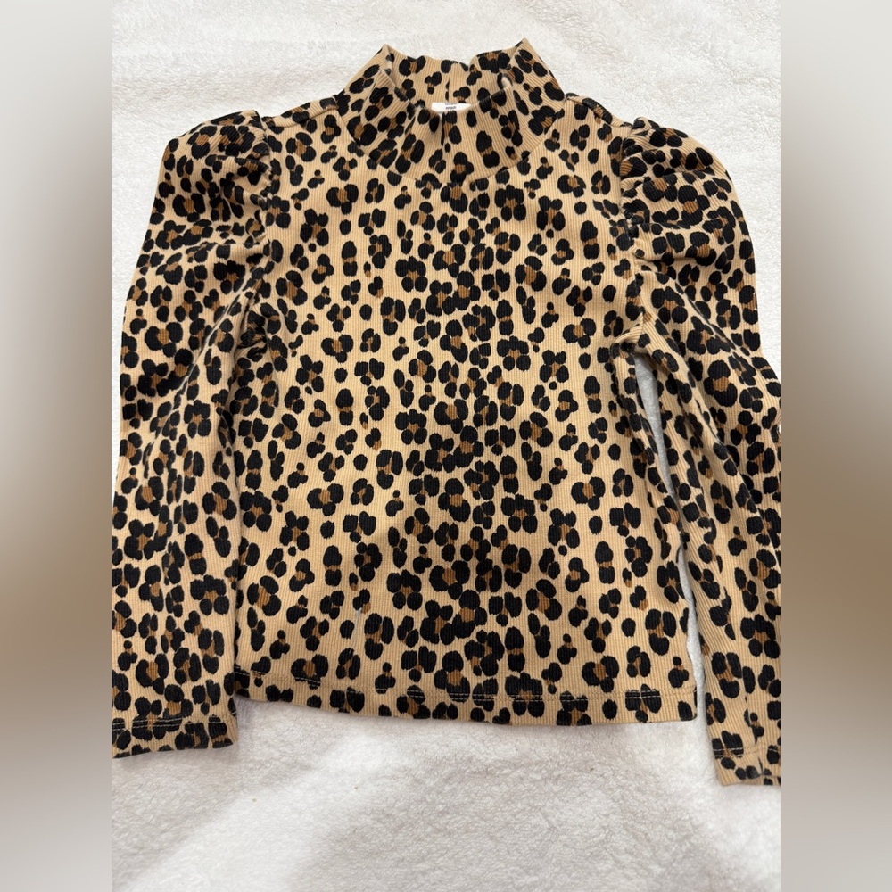 GAP animal leopard print mockneck turtleneck cotton shirt sweater
